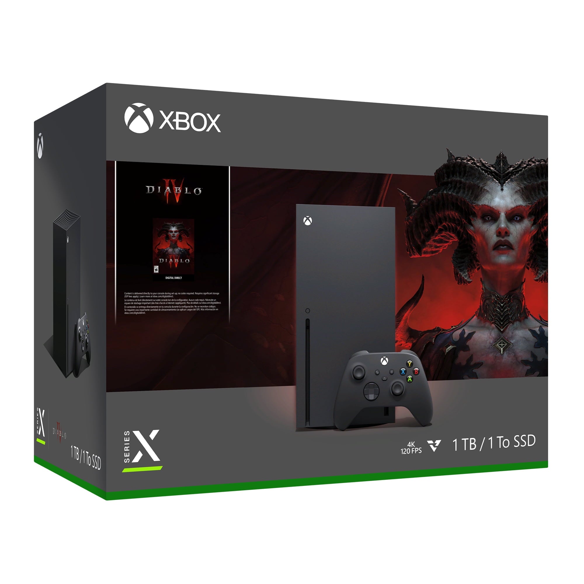 2023 Newest Xbox Series X Gaming Console System- 1TB SSD Black X Version Bundle with Diablo IV Full Game / Extra Green Controller/ 17 in 1 Accessories Kit