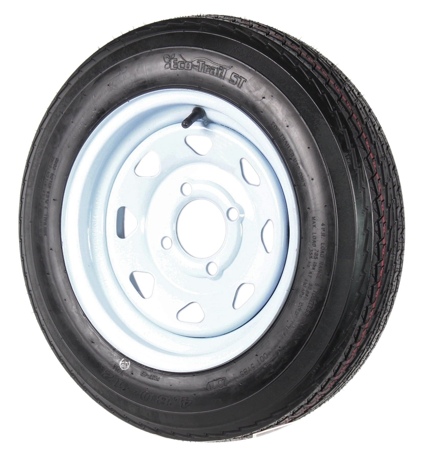 2-Pack Trailer Tire On Rim 4.80-12 12 in. Load C 4 Lug White Spoke Wheel