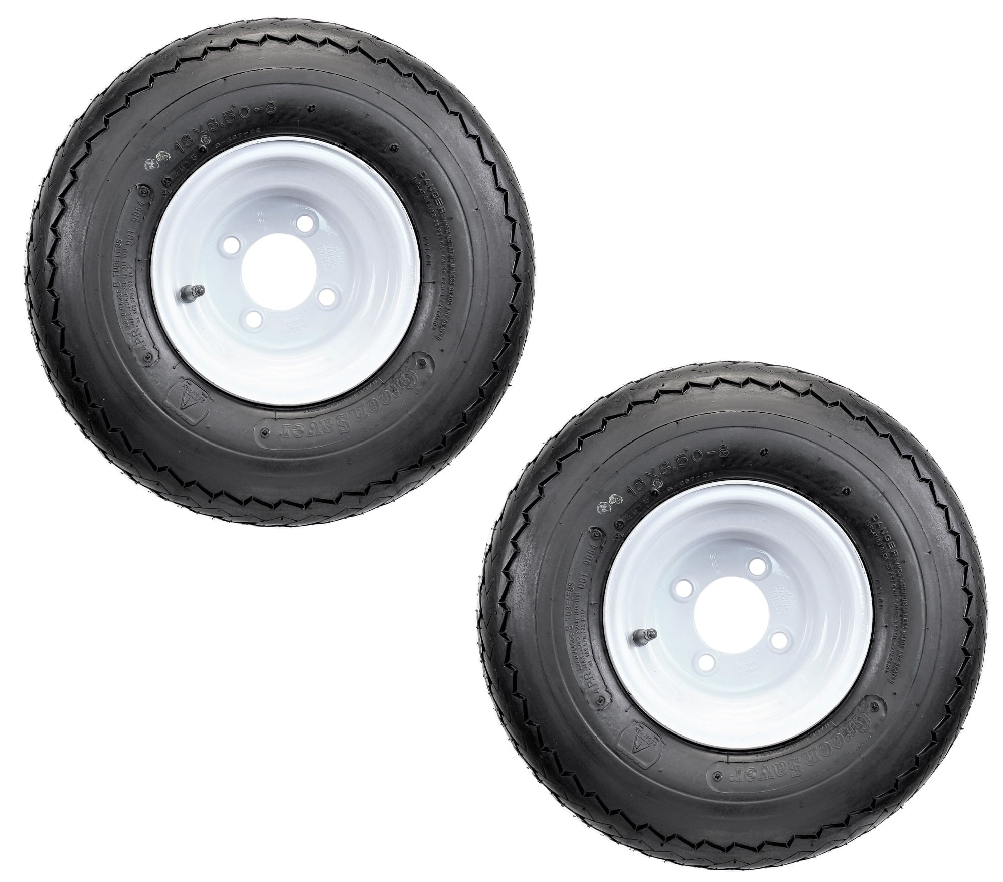 2-Pk eCustomrim 90002 Golf Cart Tires On Rims 18X8.50-8 18 x 8.50 x White 4 Lug