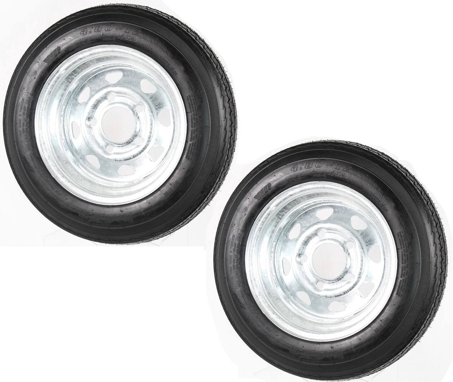 2-Pack Kenda Trailer Tire On Rim 480-12 4.80-12 LRC 5 Lug Galvanized Spoke Wheel