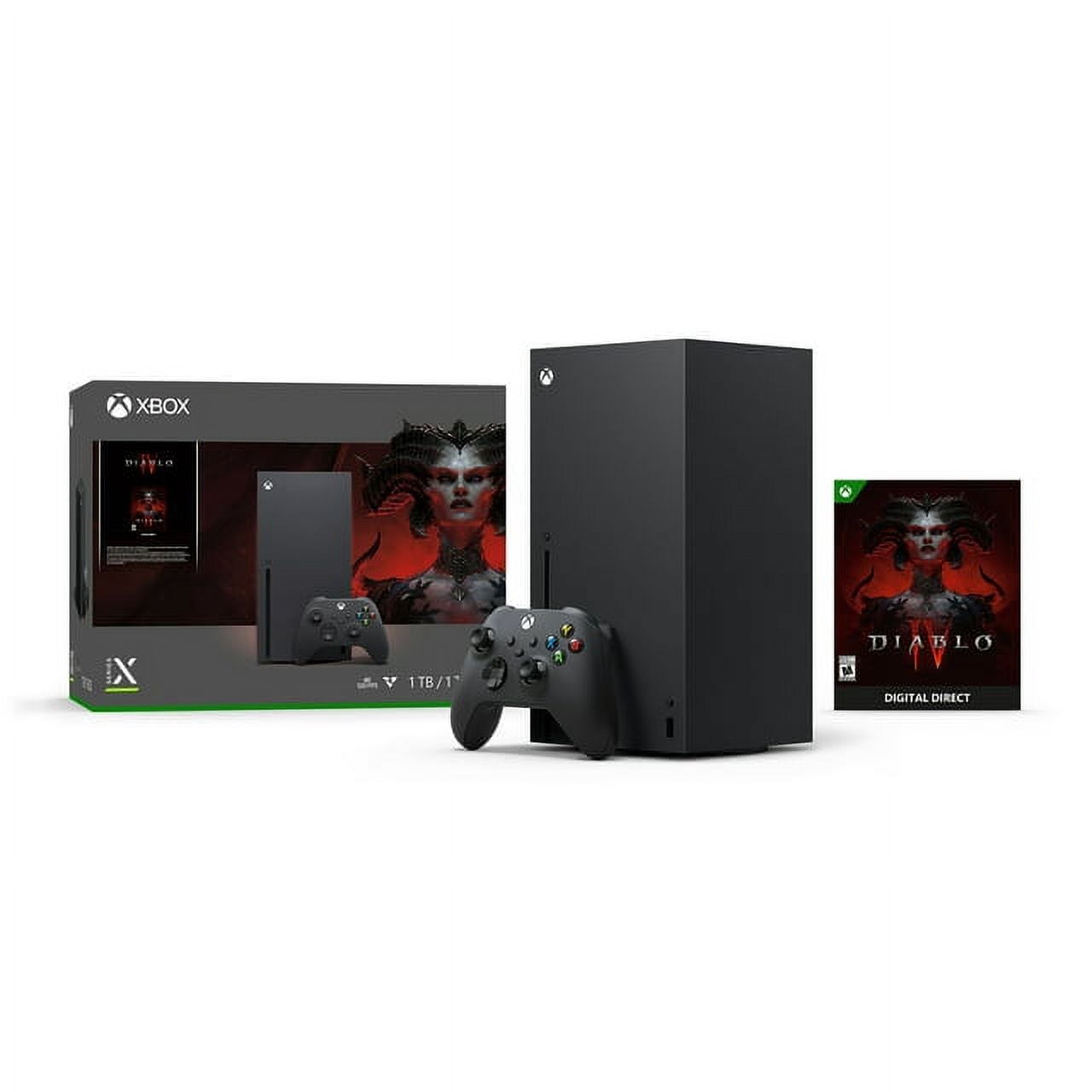 2023 Newest Xbox Series X Gaming Console System- 1TB SSD Black X Version Bundle with Diablo IV Full Game / Extra Green Controller/ 17 in 1 Accessories Kit