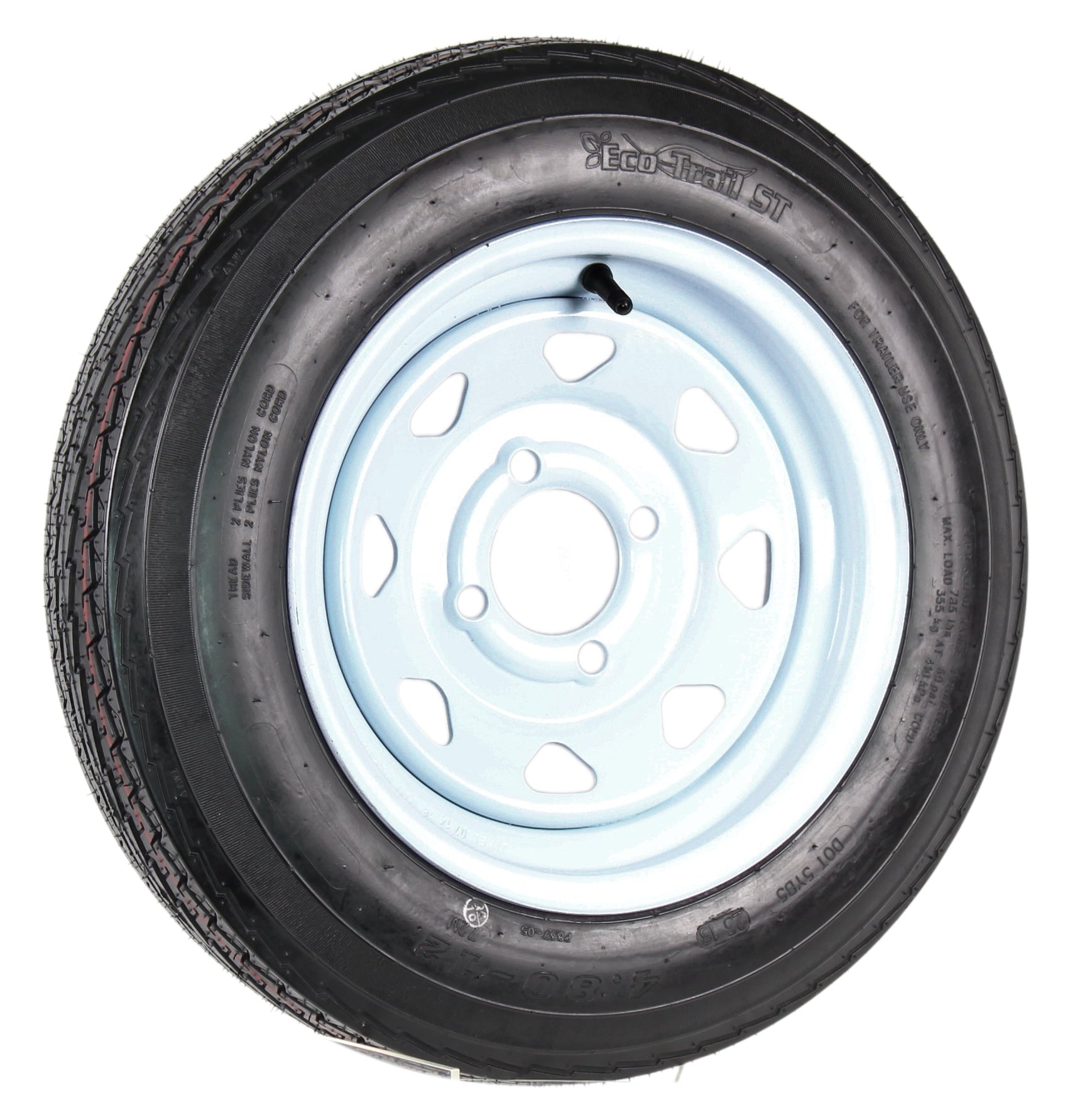 2-Pack Trailer Tire On Rim 4.80-12 12 in. Load C 4 Lug White Spoke Wheel
